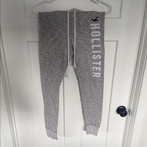 Hollister Gray Track Joggers with White Logo and Maroon Seagull